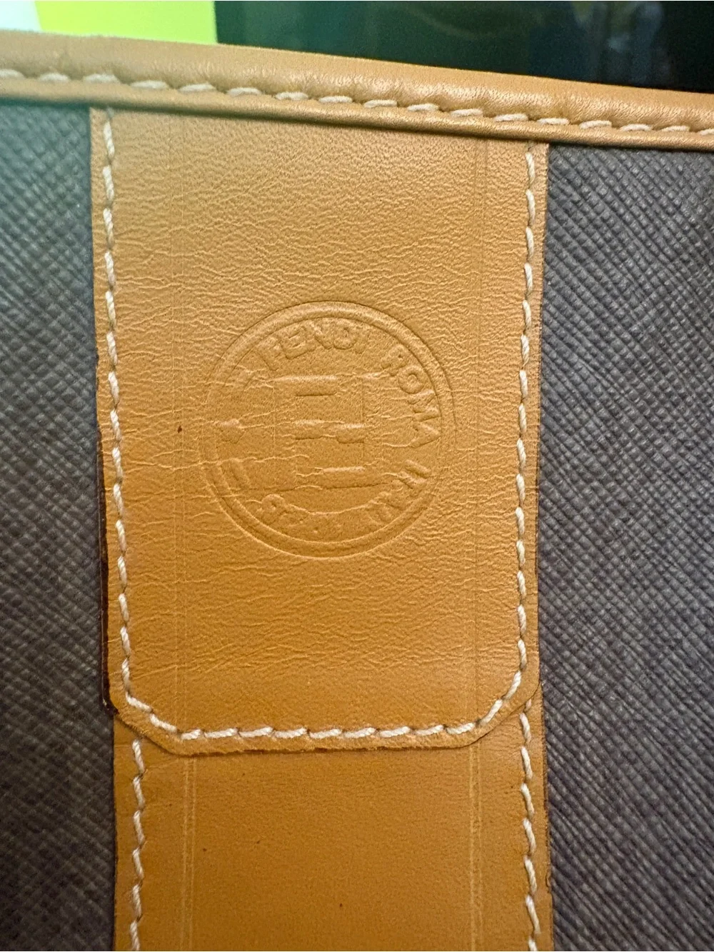 Fendi Vintage Makeup Brown Bag with Tan Leather Trim